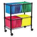 Black 2 Tier Rolling File Cart U8696