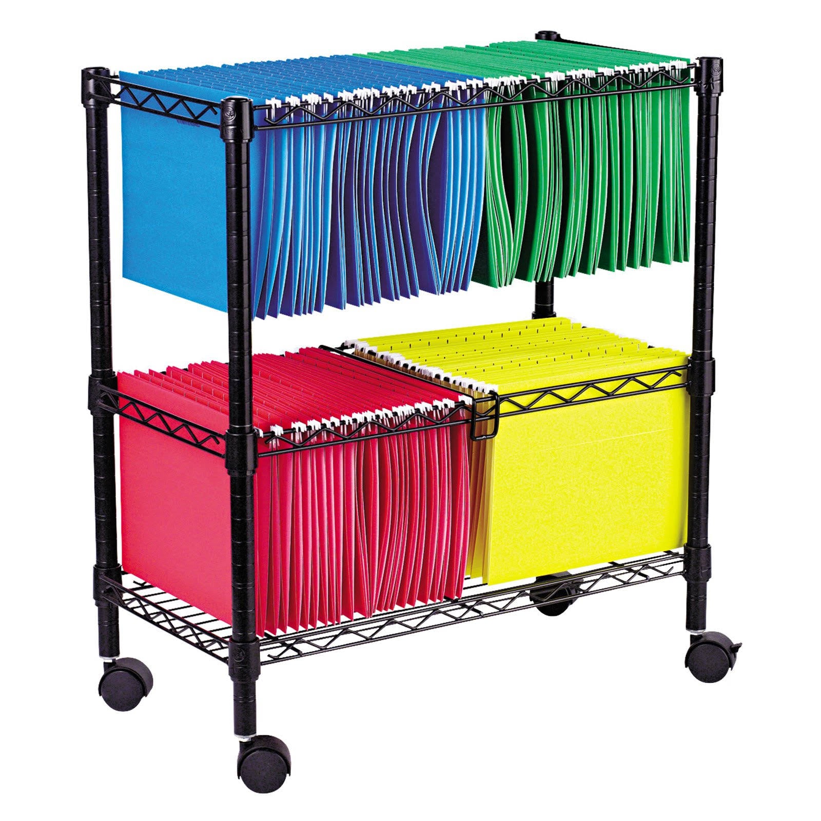 Black 2 Tier Rolling File Cart U8696