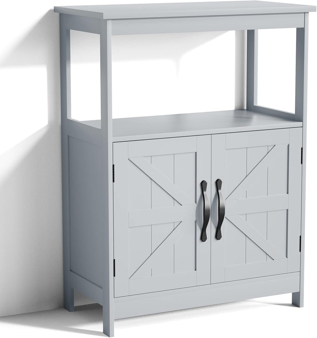 Gray Floor Cabinet with 2 Doors and Adjustable Shelf D565580