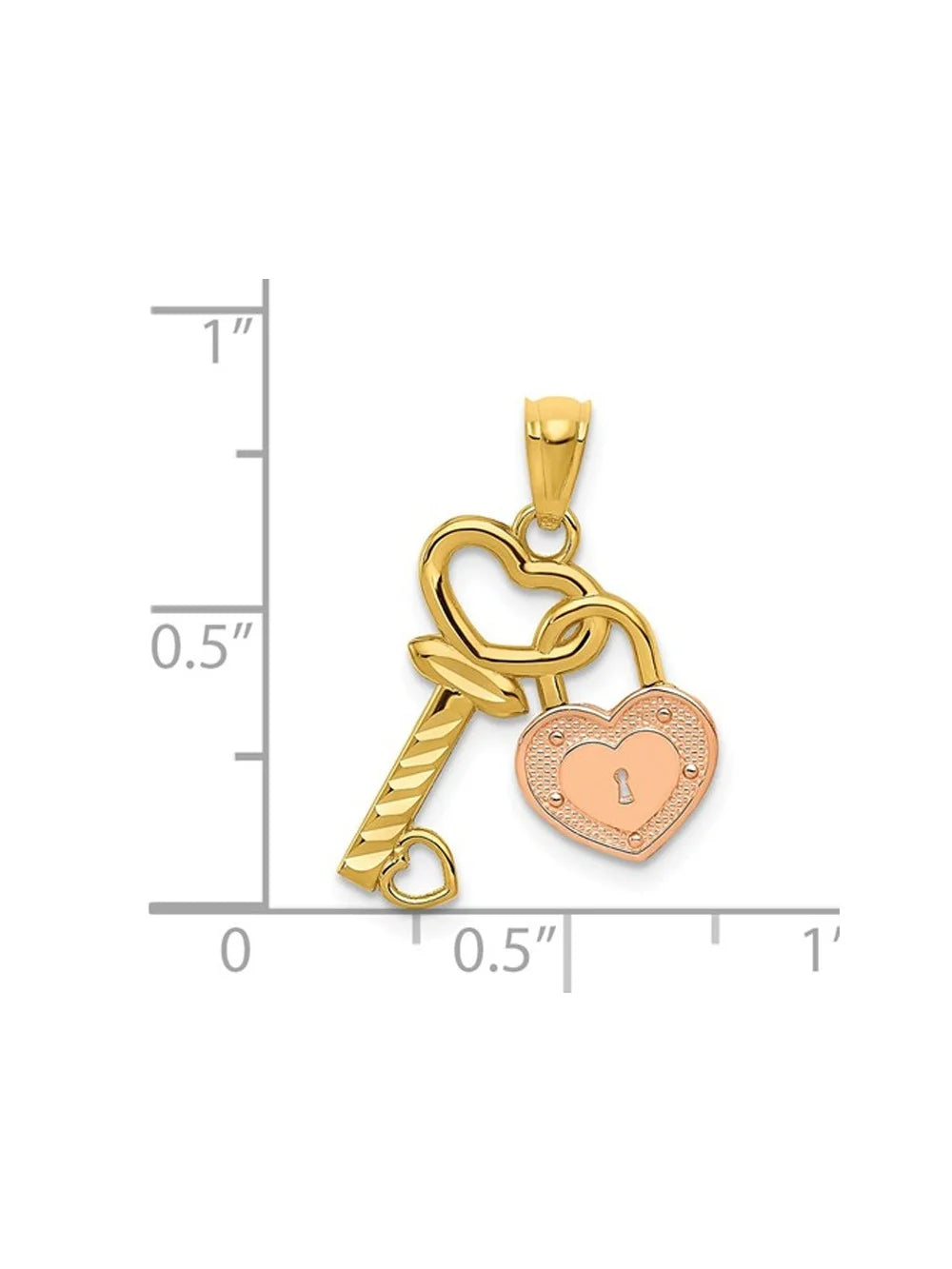 14K Yellow and Rose Gold Key & Heart Locket Pendant Necklace with Chain J545525