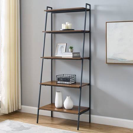 Dark Walnut 5-Shelf Ladder Bookcase I154932