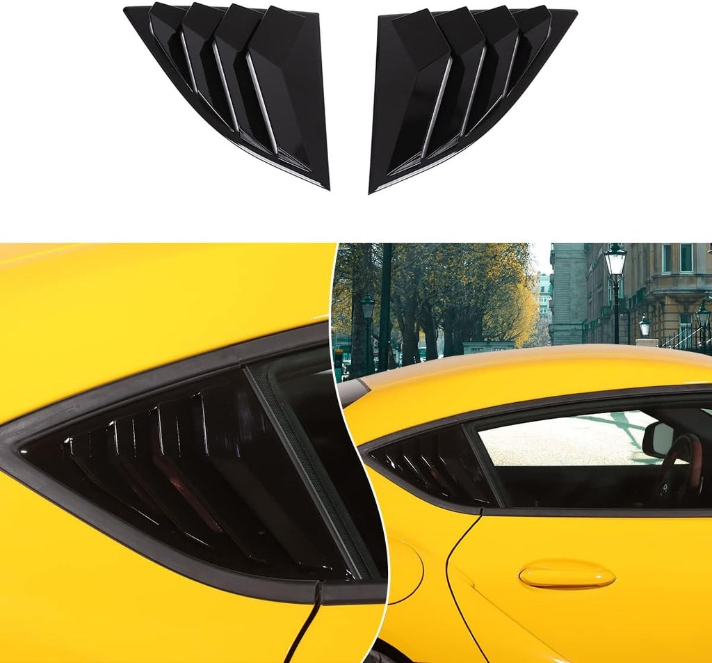 Carbon Fiber Pattern Black Rear Side Window Louver Cover K506