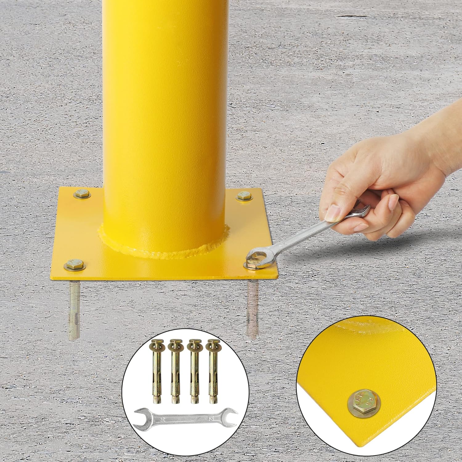 Yellow Powder Coat Safety Bollard Parking Post R1751