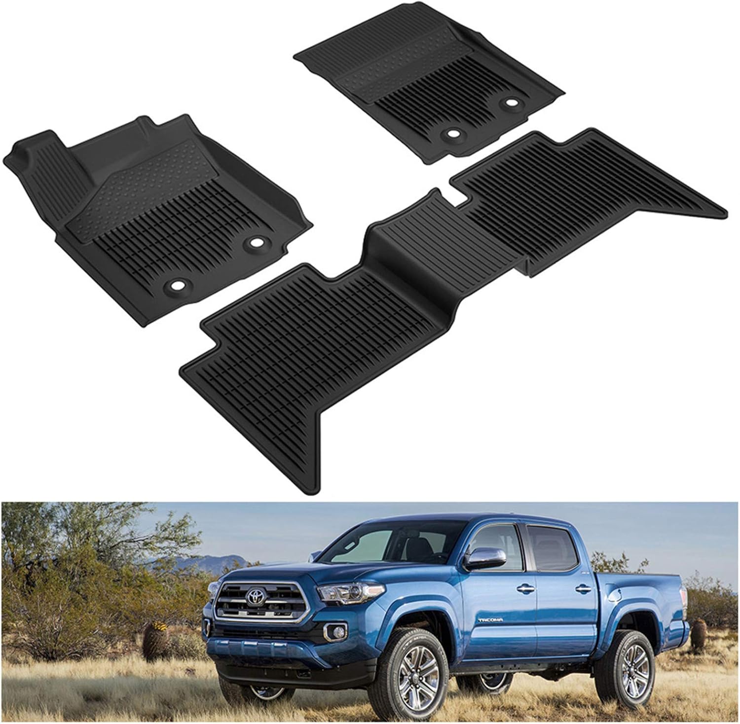 Black TPE Floor Mats for Toyota Tacoma Double Cab Q296