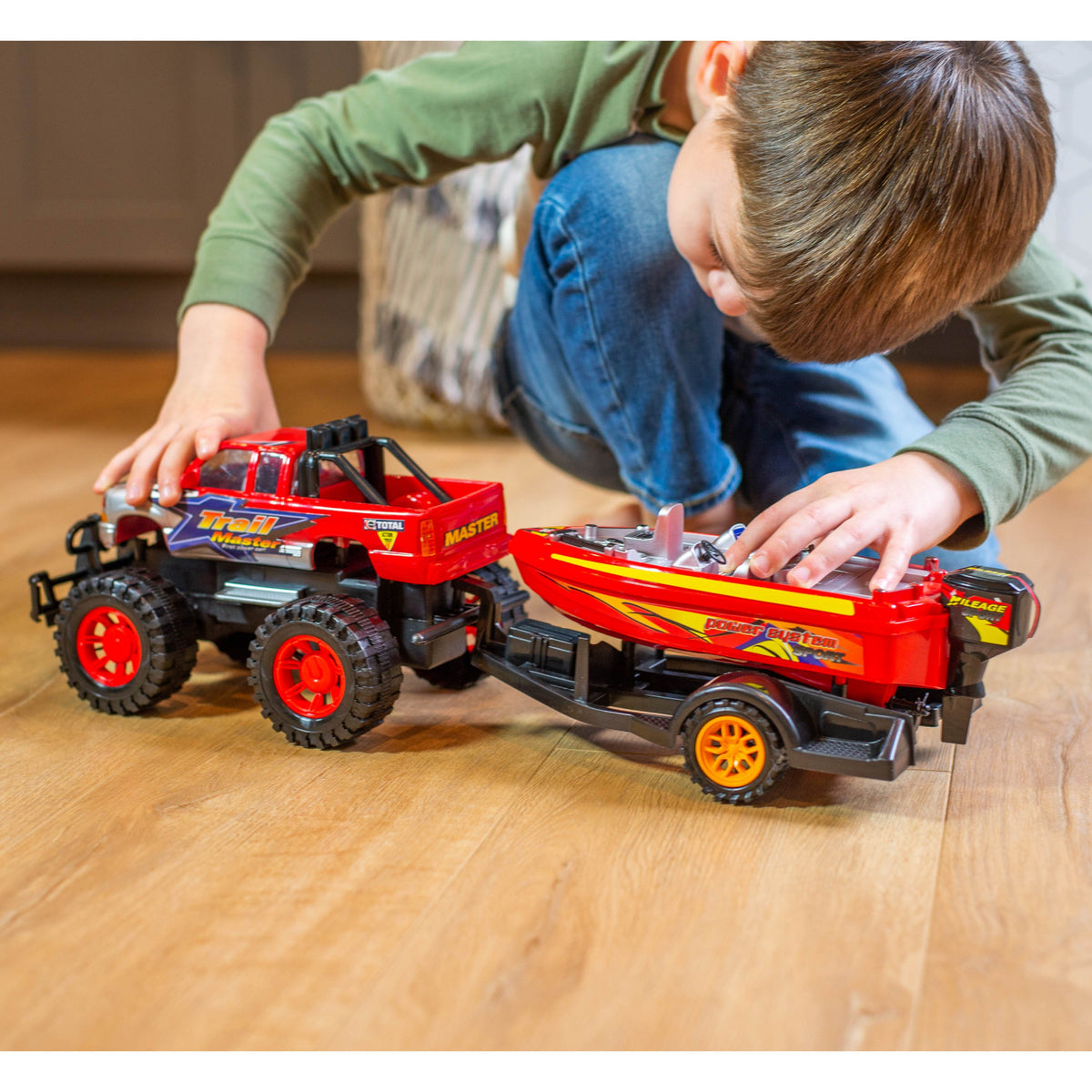 Friction Power Toy Truck with Trailer B6895