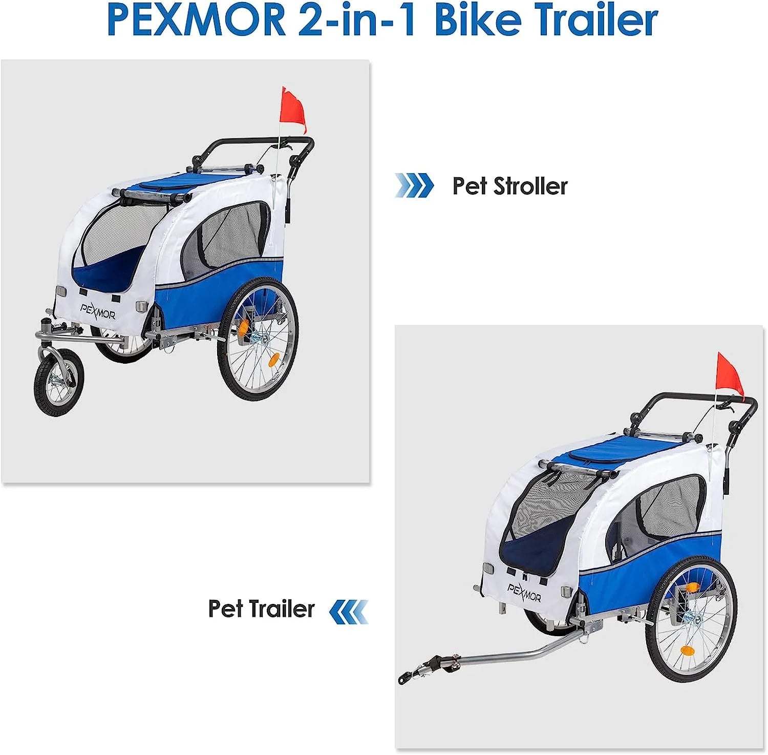 2-in-1 Dog Bike Trailer Pet Stroller with Universal Hitch V6675