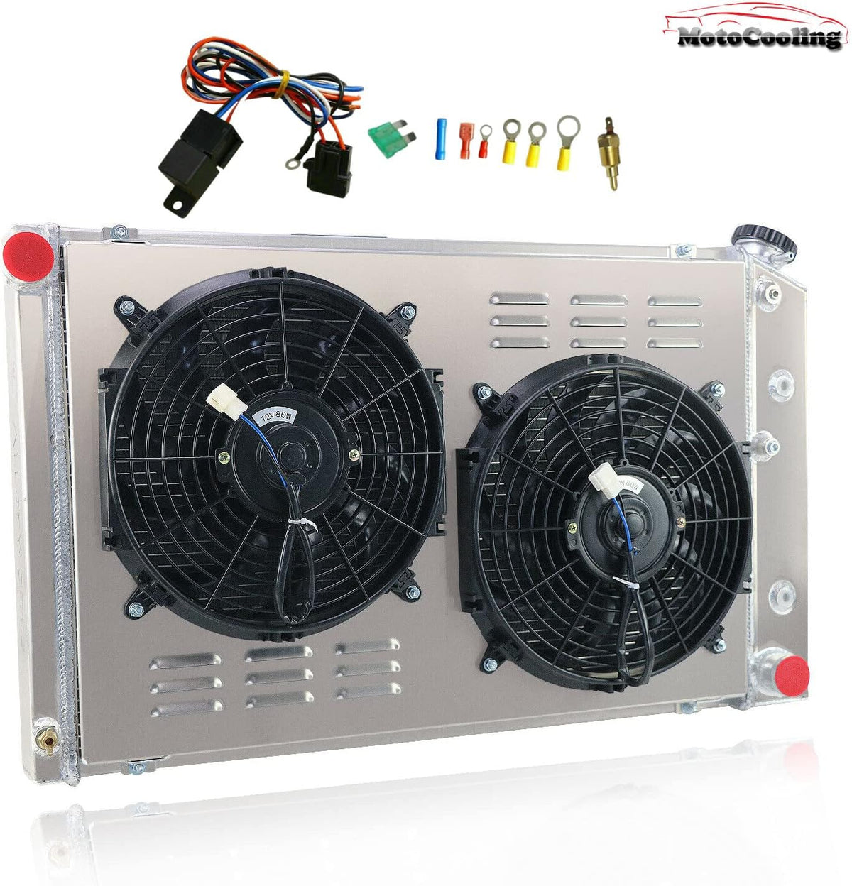 3 Row Aluminum Radiator with Electric Fan Shroud Relay G340014