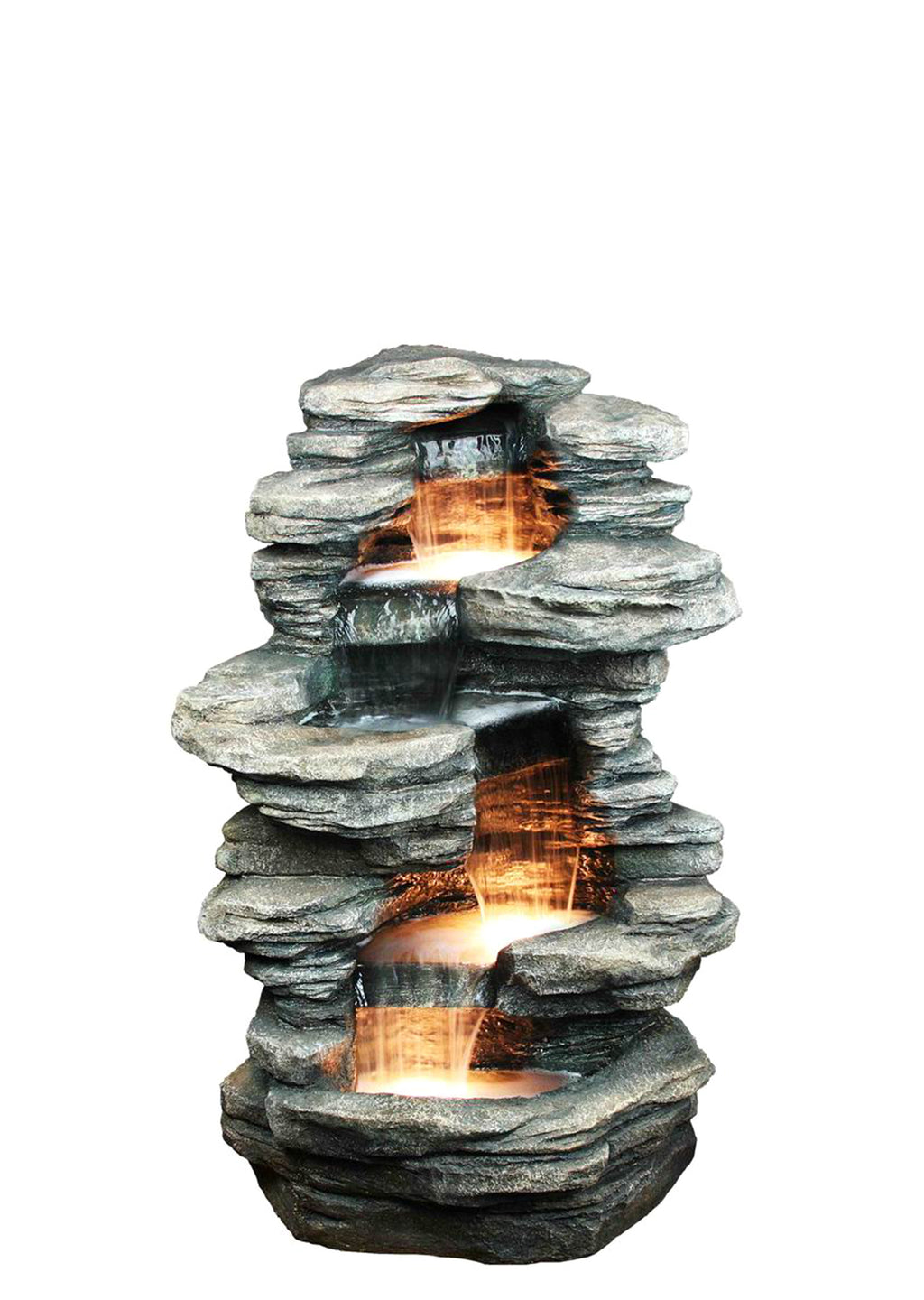 Four Level Indoor/Outdoor Rock Fountain With Halogen Light Q1556