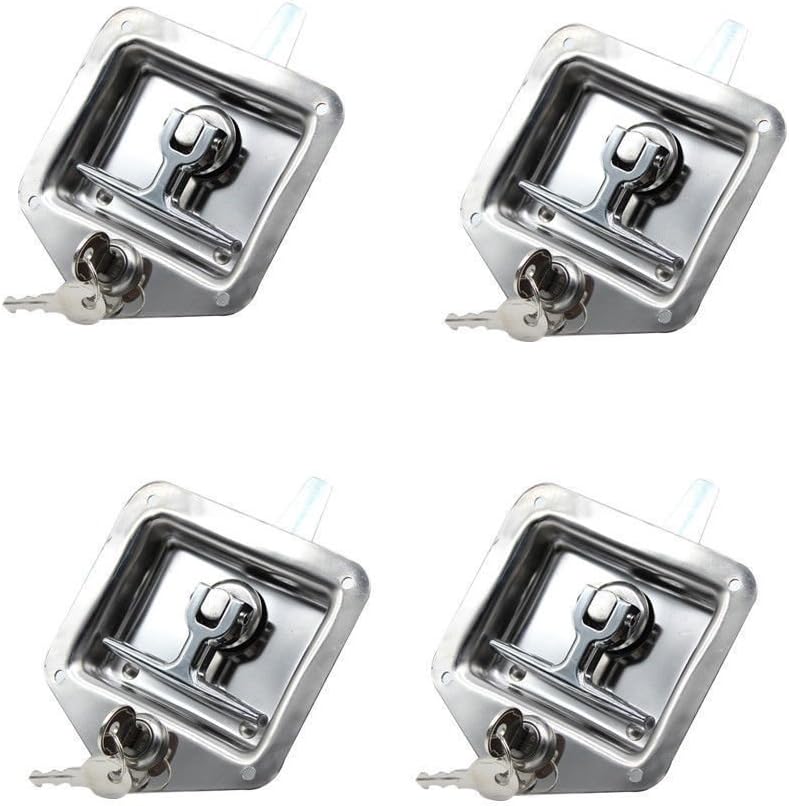 4Pcs T-Handle Lock 304 Stainless Steel Trailer Door Latch with Gasket V77740