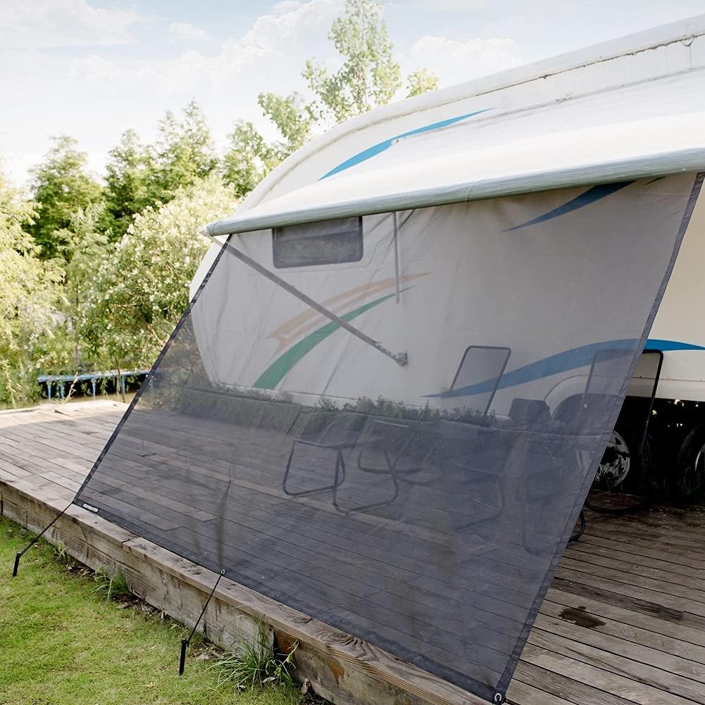 Black RV Awning Shade Screen, 8' x 17'3" T6220