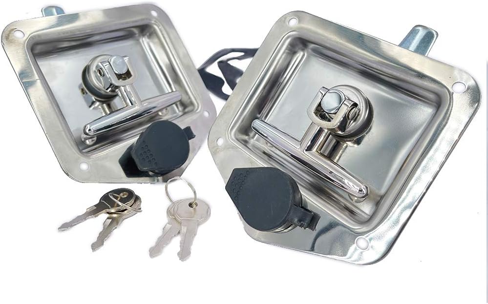 Pack of 4 Heavy Duty Stainless Steel T-Handle Toolbox Door Locks with 2 Keys W76339