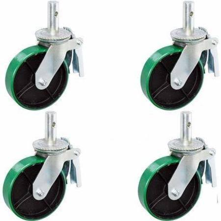 Green Poly Scaffold Caster with Brake X110
