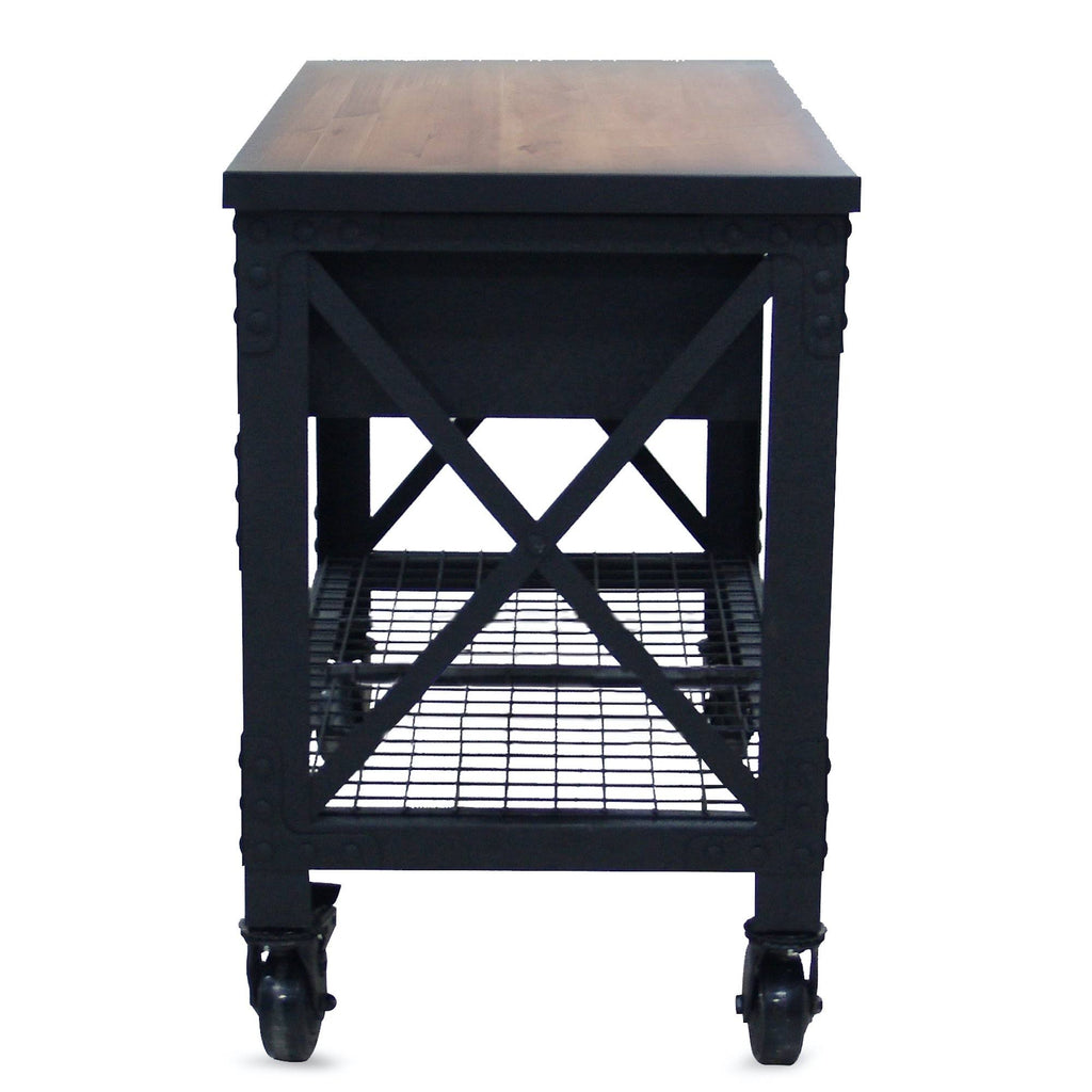 48 in x 24 in 2 Drawer Rolling Industrial Workbench with Wood Top M846966