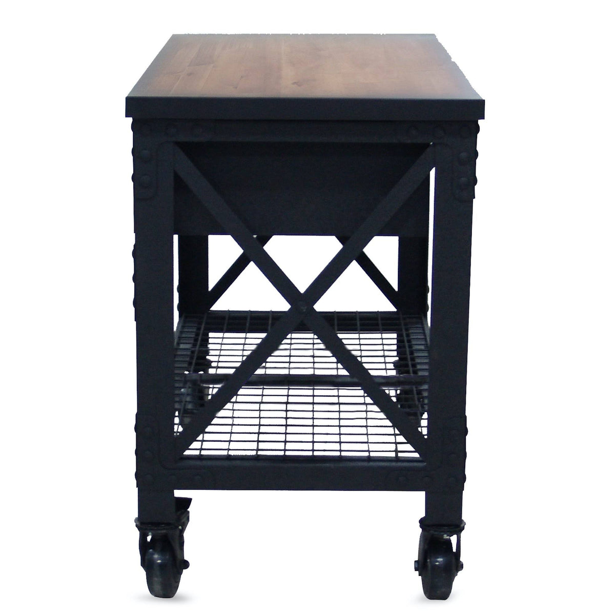48 in x 24 in 2 Drawer Rolling Industrial Workbench with Wood Top M846966