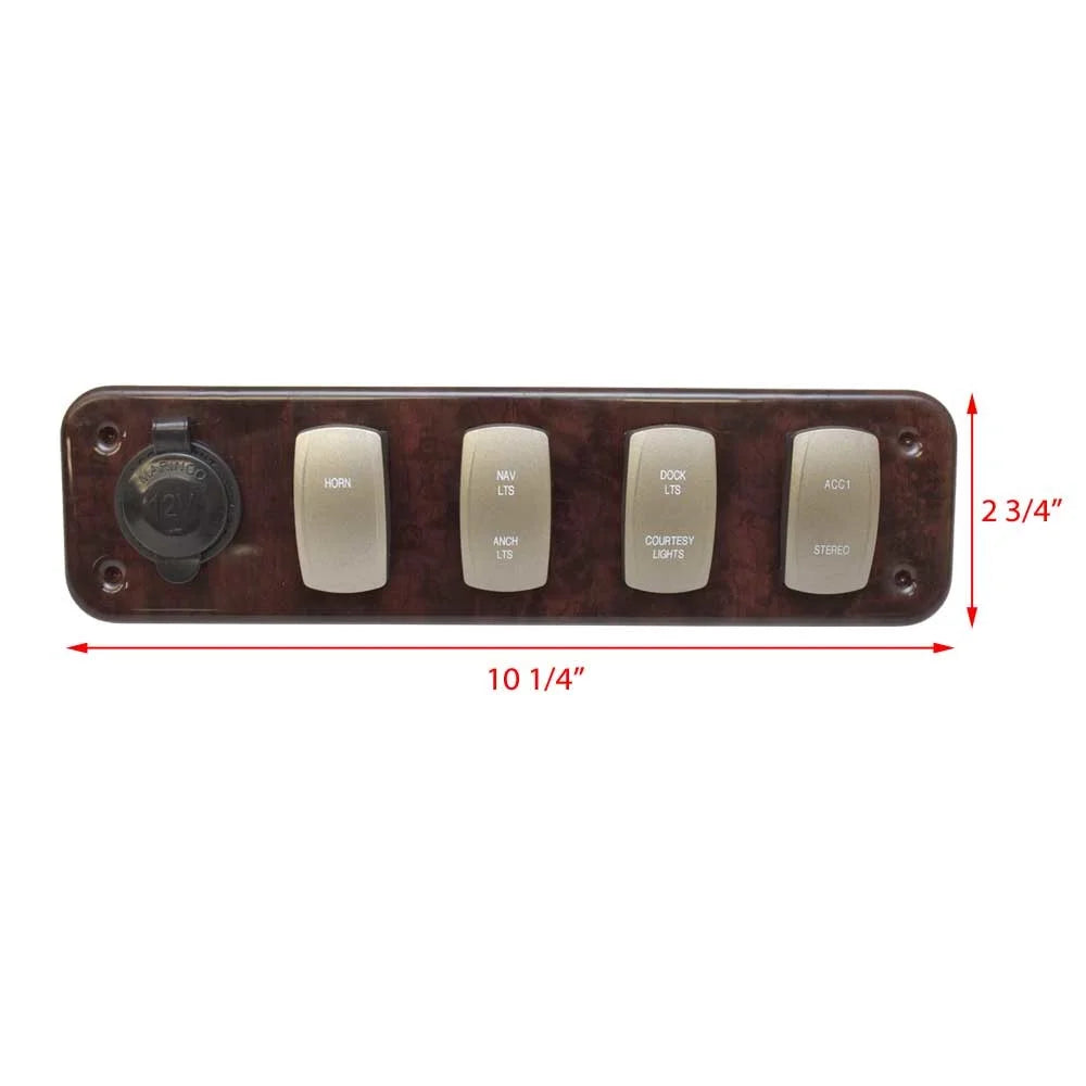 Woodgrain Pontoon Boat Switch Panel D560