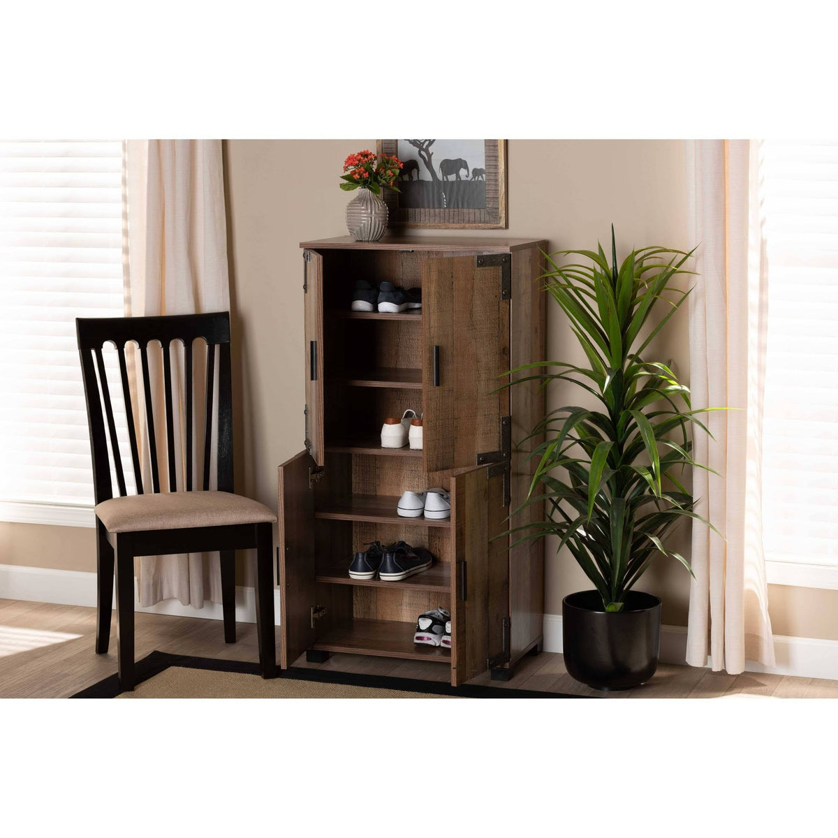 4-Door Wood Shoe Cabinet Z6169