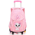 Pink Kids Rolling Backpack with Cartoon Cat S855715