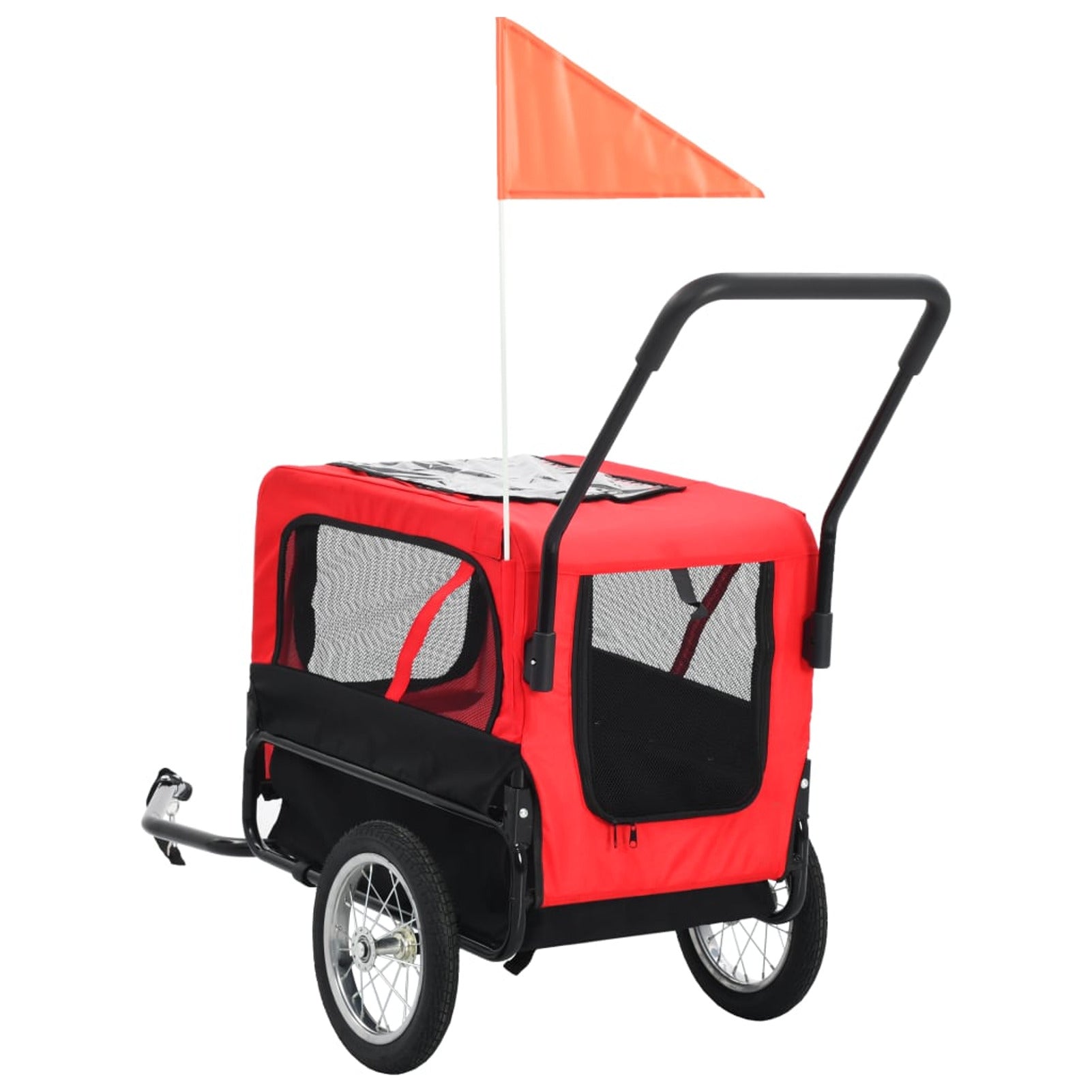 2-in-1 Pet Bike Trailer & Jogging Stroller Red and Black L691