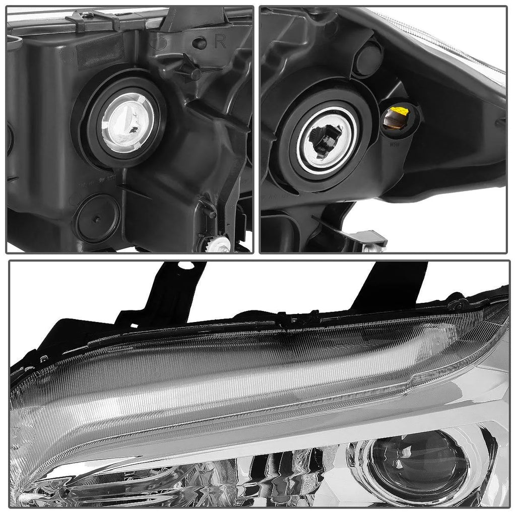 Chrome Housing Amber Projector Headlight Set Y7628
