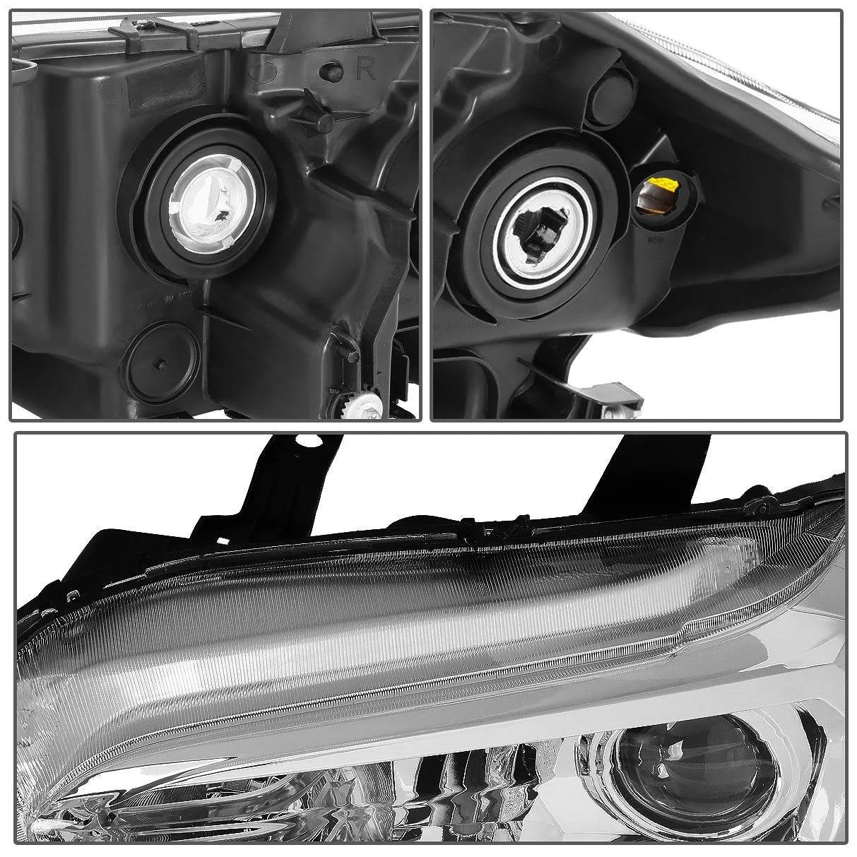 Chrome Housing Amber Projector Headlight Set Y7628