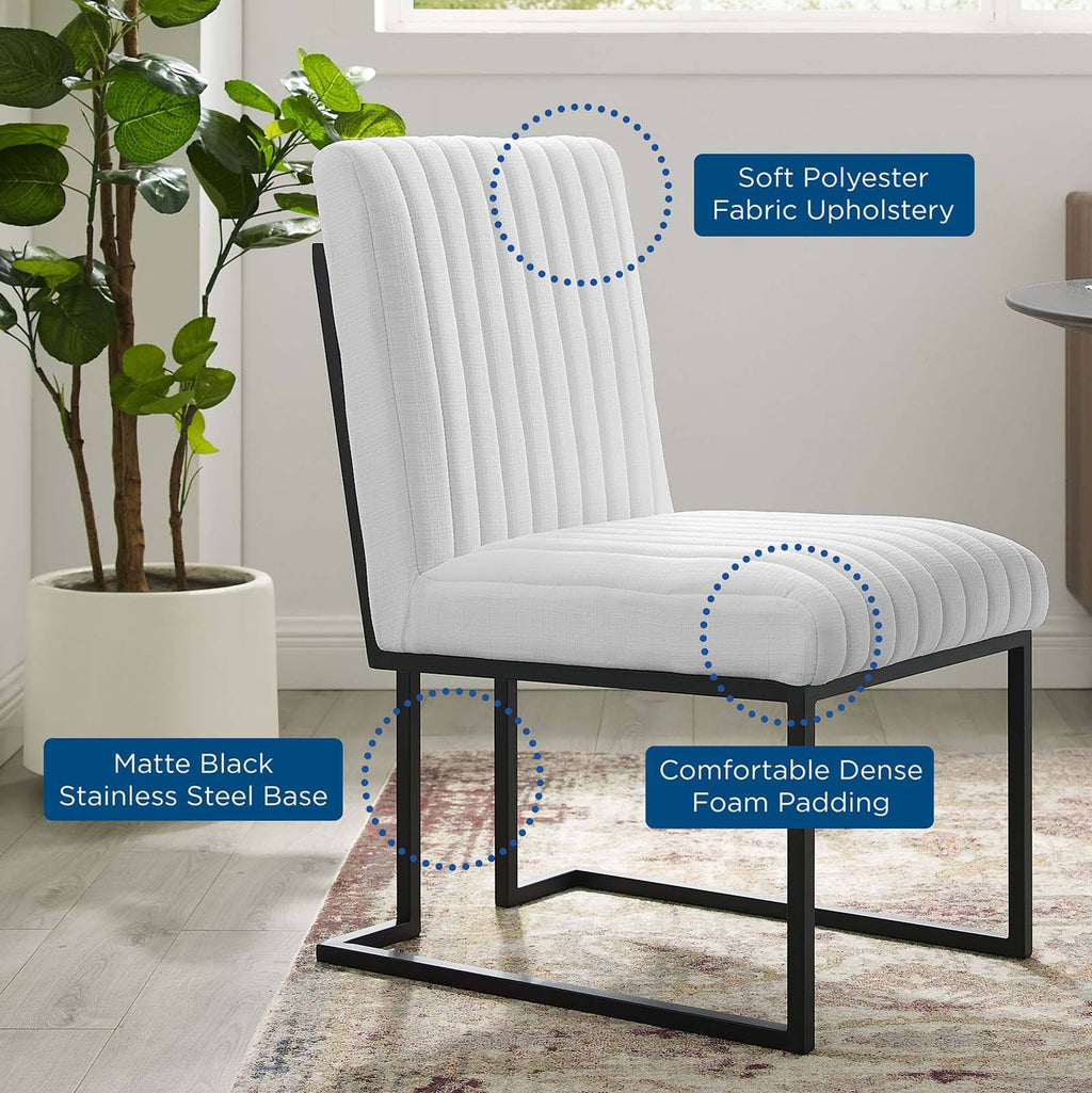 White Channel Tufted Fabric Dining Chair L881