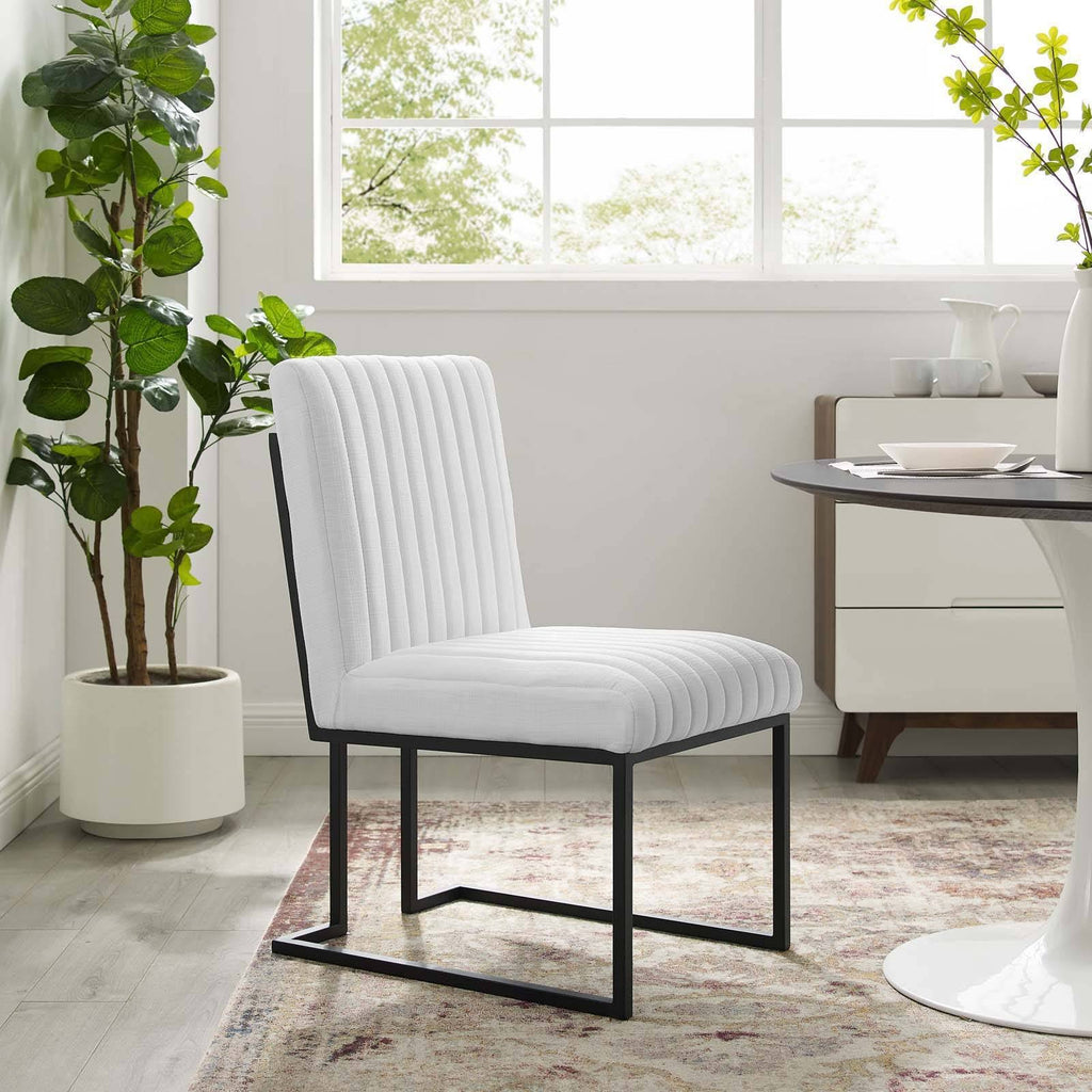 White Channel Tufted Fabric Dining Chair L881