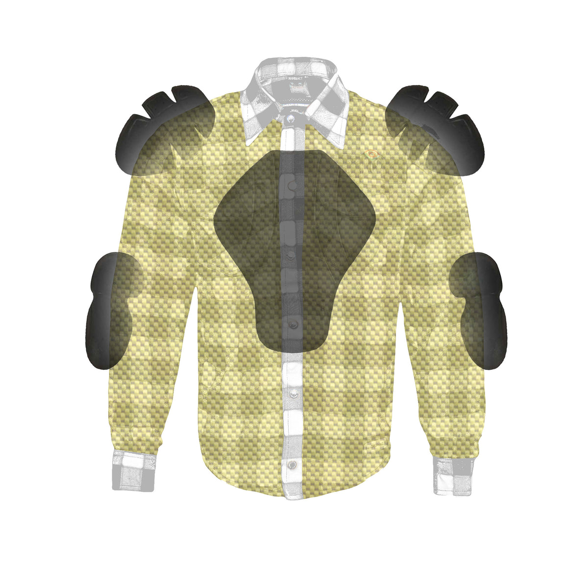 Black & White Reinforced Flannel Motorcycle Shirt D9199