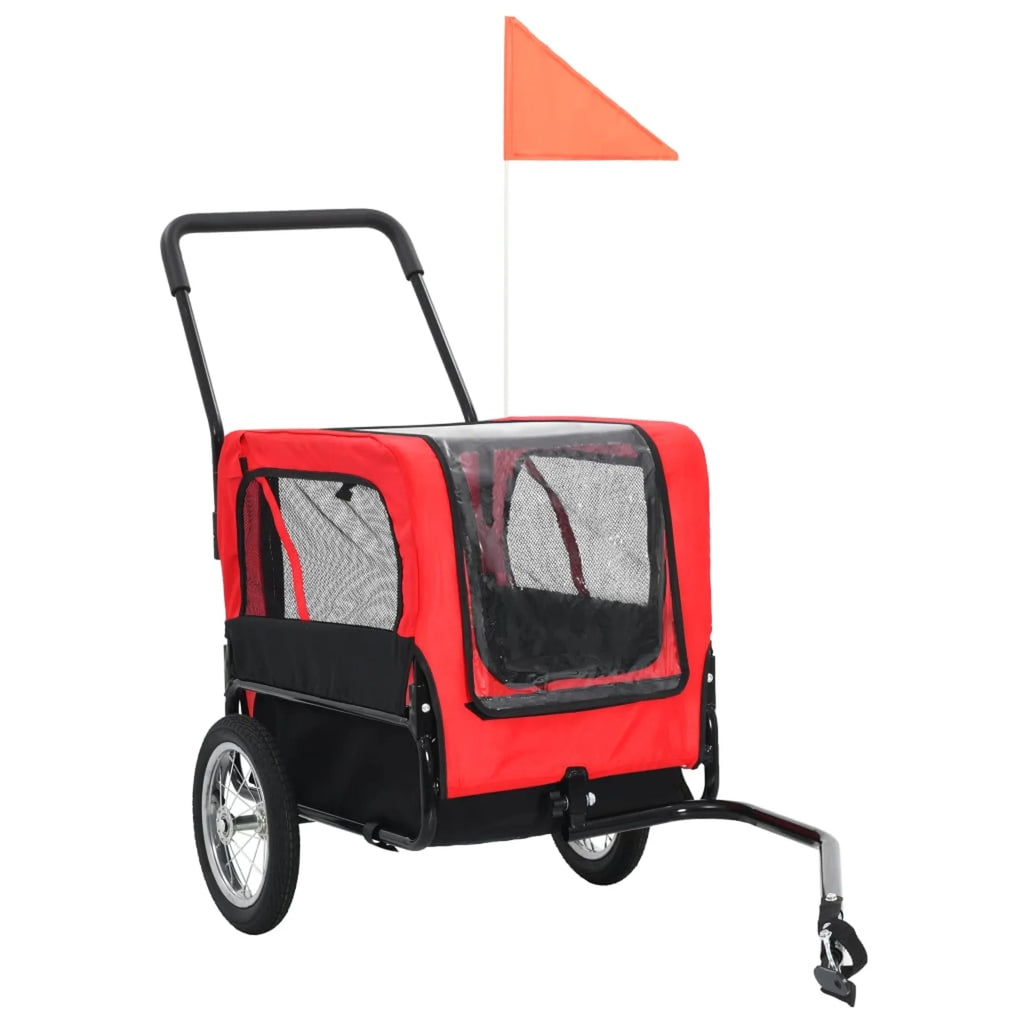 2-in-1 Pet Bike Trailer & Jogging Stroller Red and Black L691