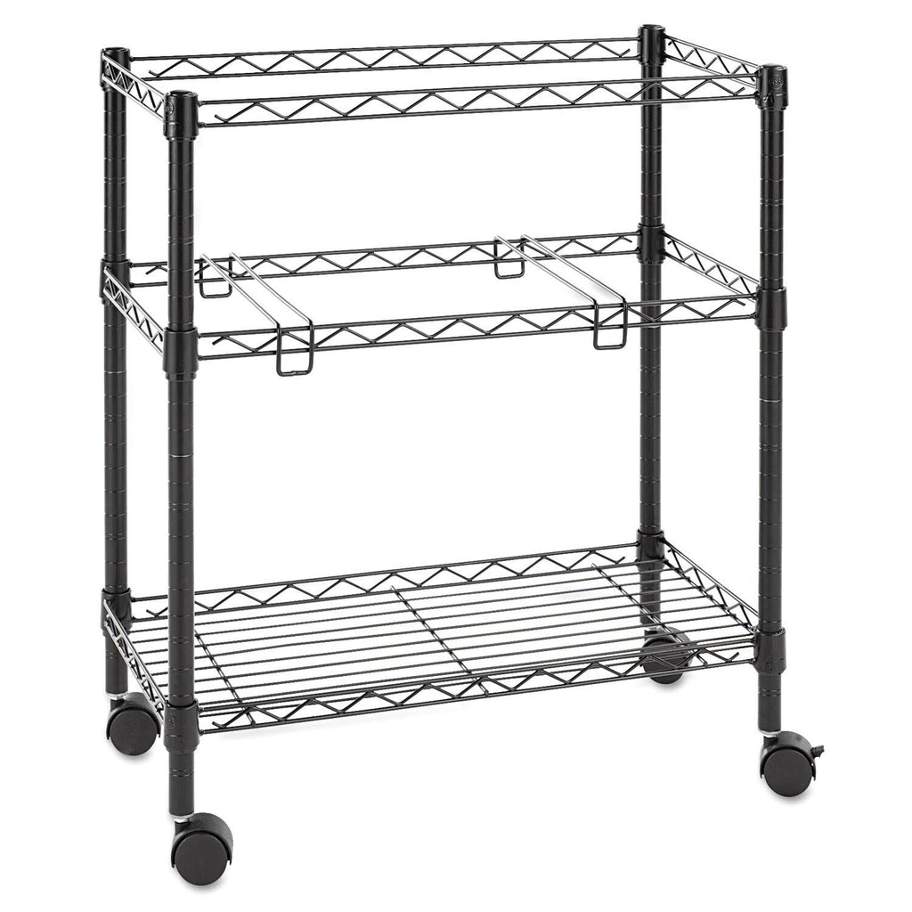 Black 2 Tier Rolling File Cart U8696