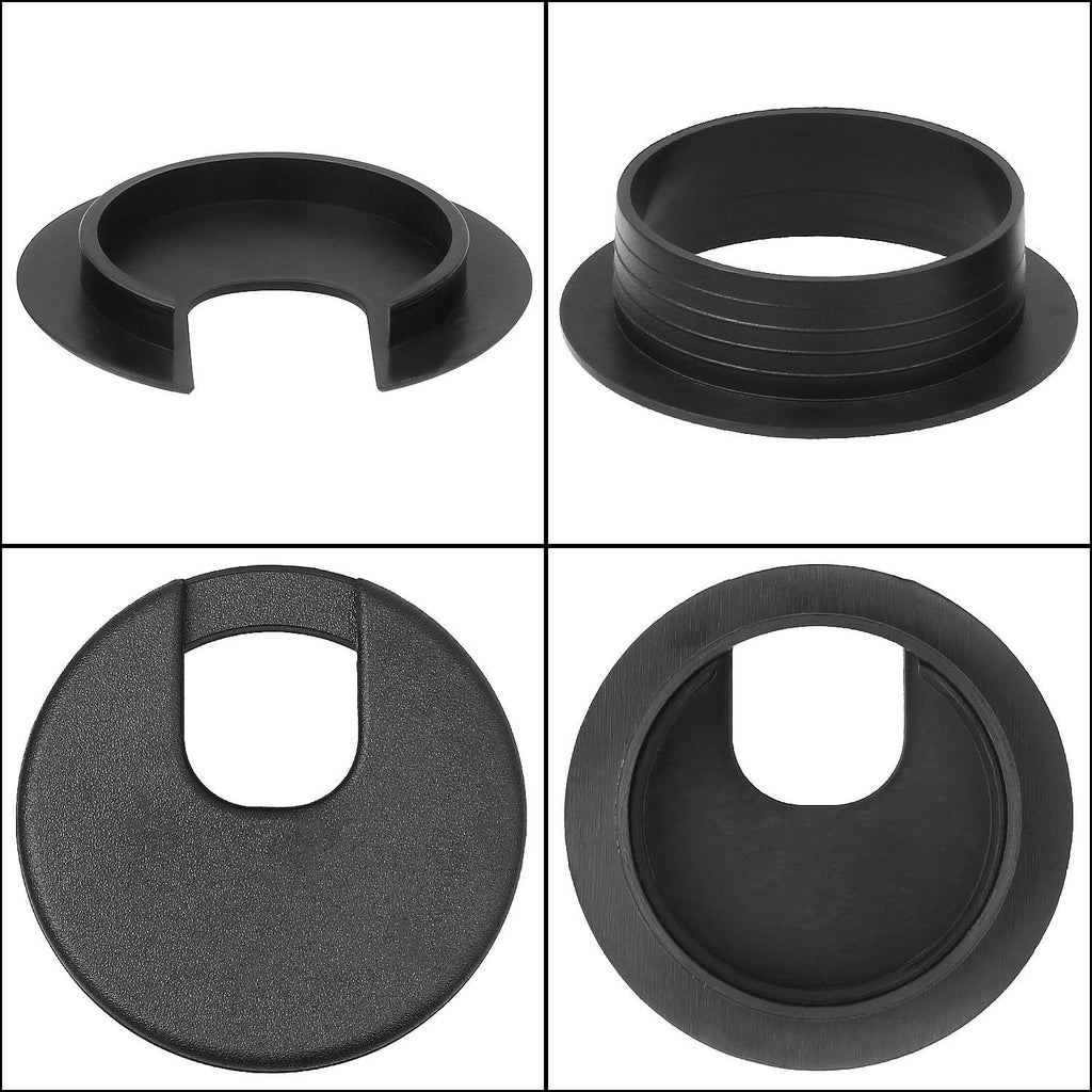 2 Desk Grommet Black, 30PACK Wire Cable Hole Cover PC Computer Desk Plastic Grommet Cord, Tidy Cable Wire Grommet for Office PC Computer Desk Cord Management, (50mm Mounting Hole Diameter) Pack of 2 J93050