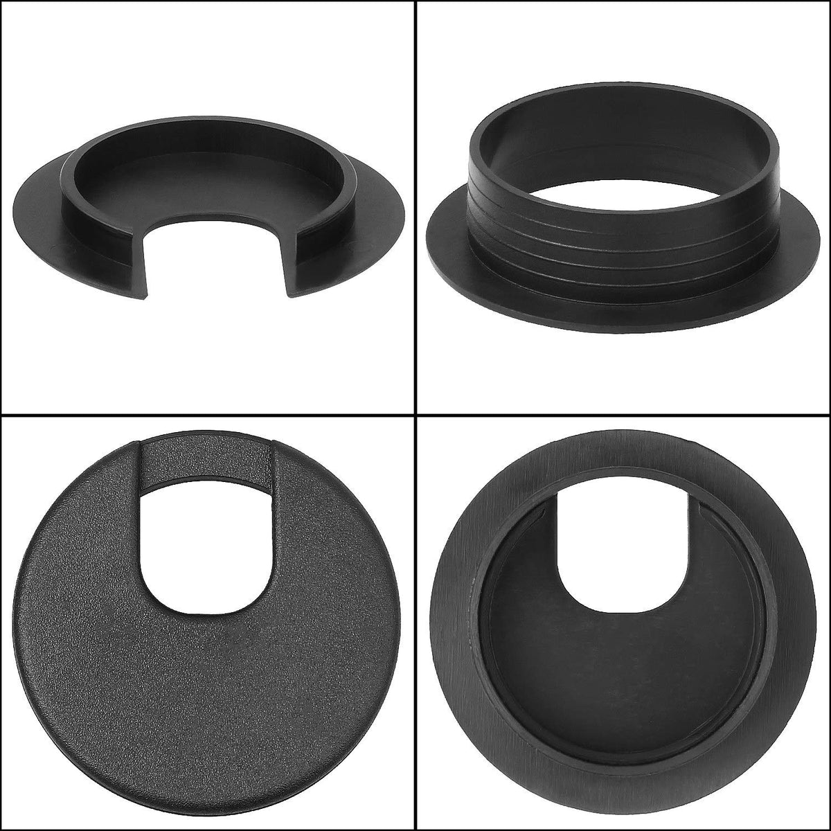 2 Desk Grommet Black, 30PACK Wire Cable Hole Cover PC Computer Desk Plastic Grommet Cord, Tidy Cable Wire Grommet for Office PC Computer Desk Cord Management, (50mm Mounting Hole Diameter) Pack of 2 J93050