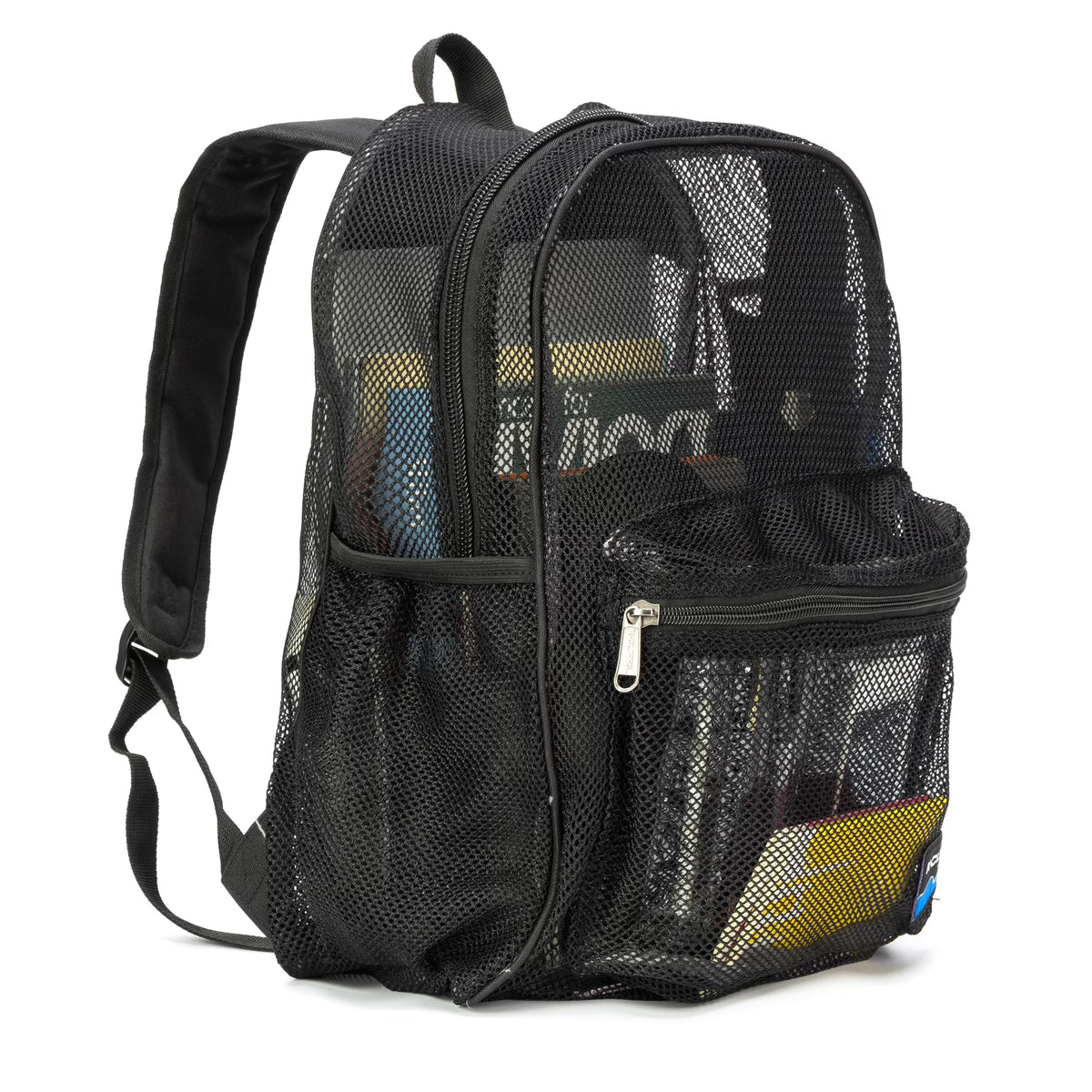 Black Mesh See Through School Backpack V9687