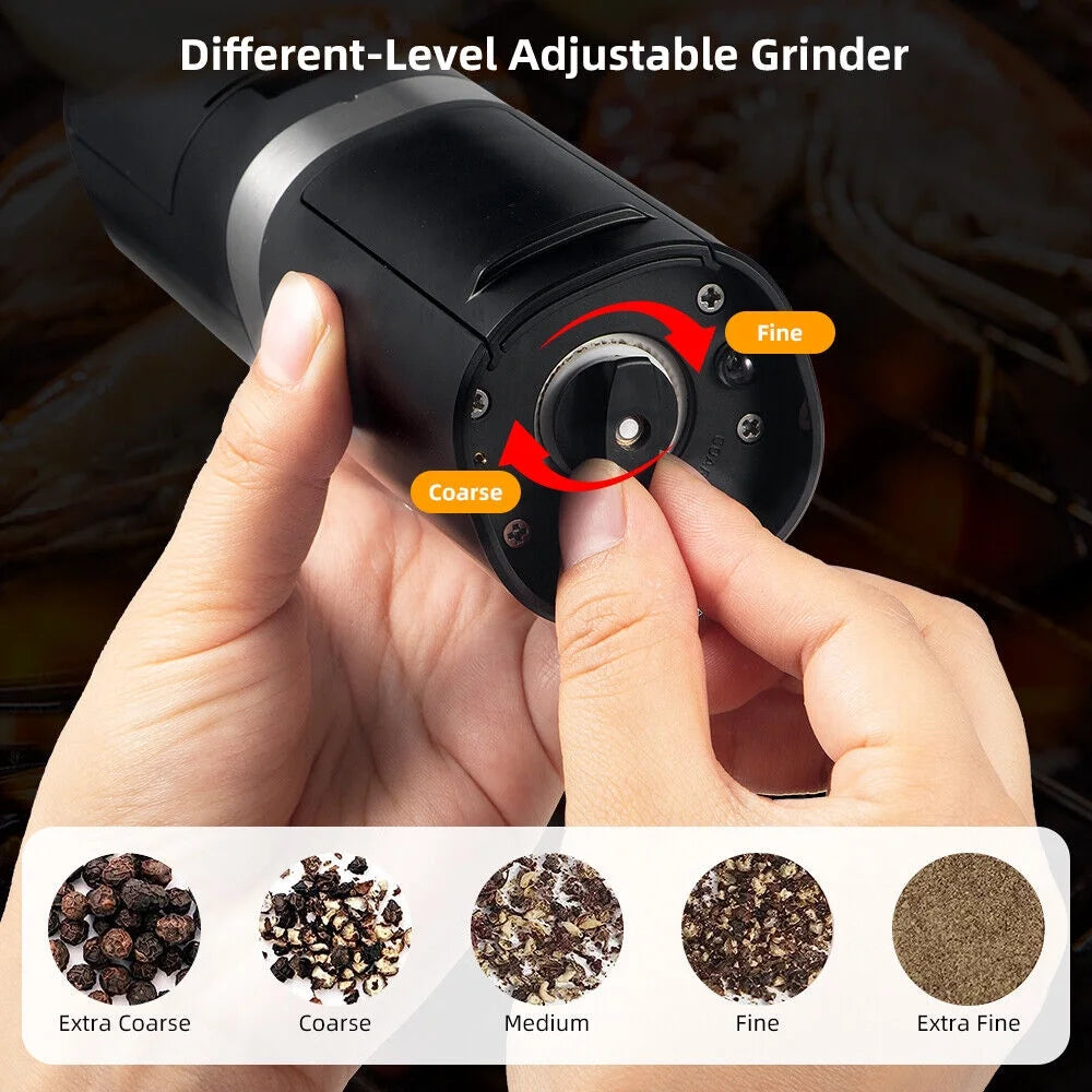 Electric Black Salt & Pepper Grinder USB Mill X482720
