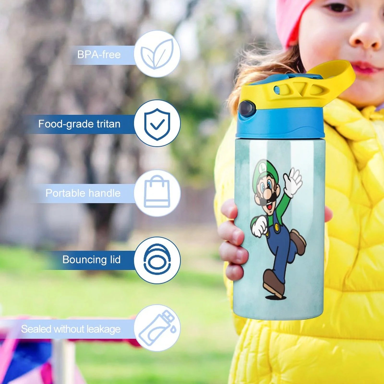 Insulated Stainless Steel Water Bottle with Straw Leak-Proof P45161