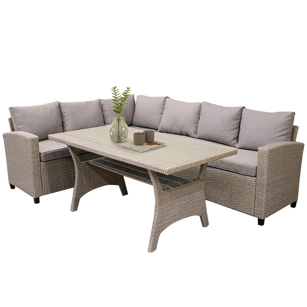 PE Rattan Wicker Sectional Sofa Set with Table W54887