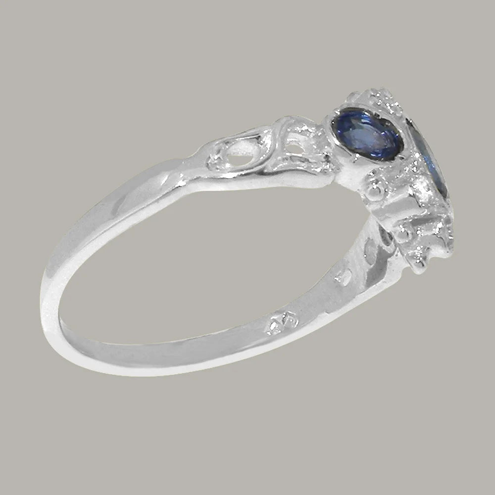 9k White Gold Sapphire & Diamond Promise Ring V14999