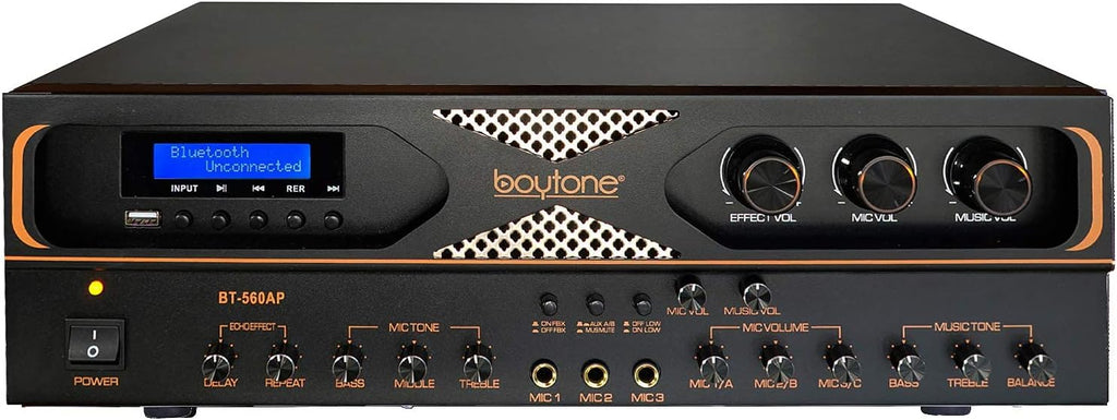 4-Channel Wireless Bluetooth Stereo Power Amplifier with Radio, USB, RCA, Microphone Input L60524