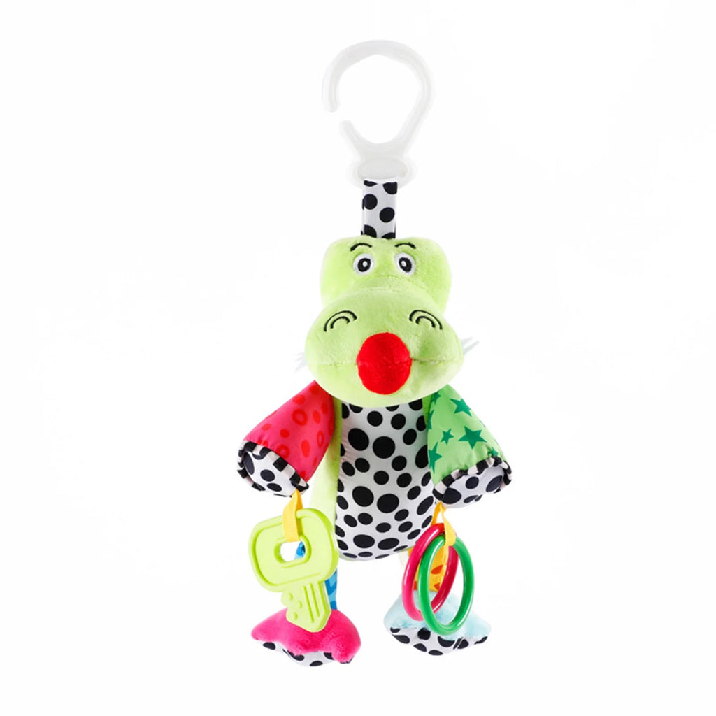 Baby Car Seat Toys with 32 Music and Teether, Infant Soft Plush Rattle, Hanging Stroller Croc-Odile Toys P777717