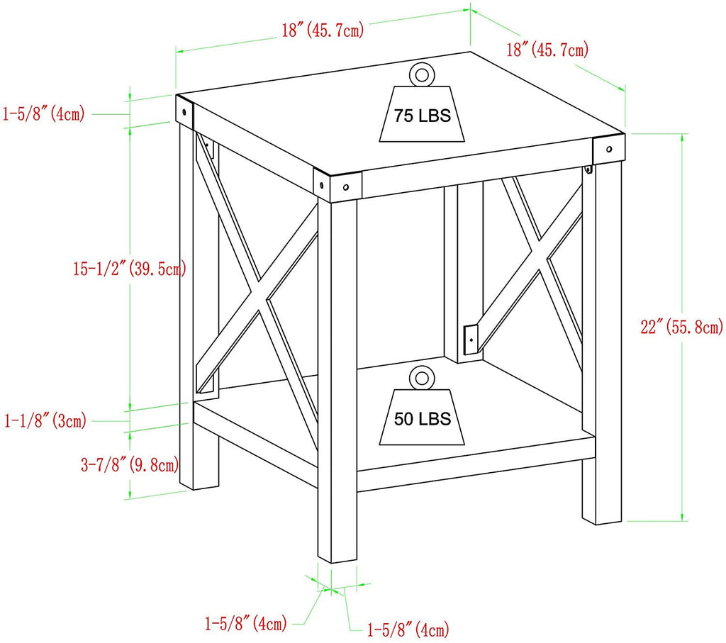 Rustic Oak Metal Side Table Y28412
