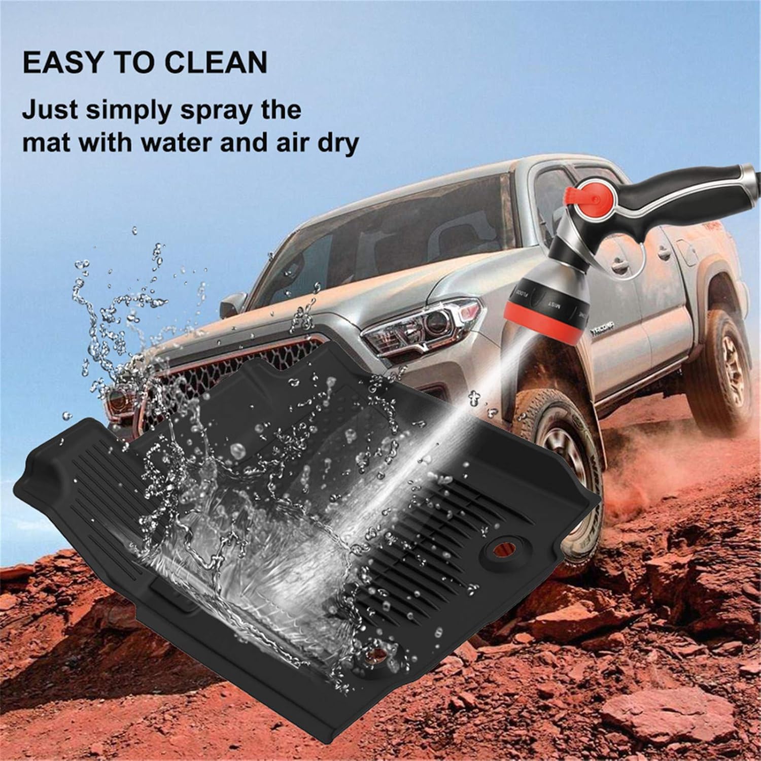 Black TPE Floor Mats for Toyota Tacoma Double Cab Q296