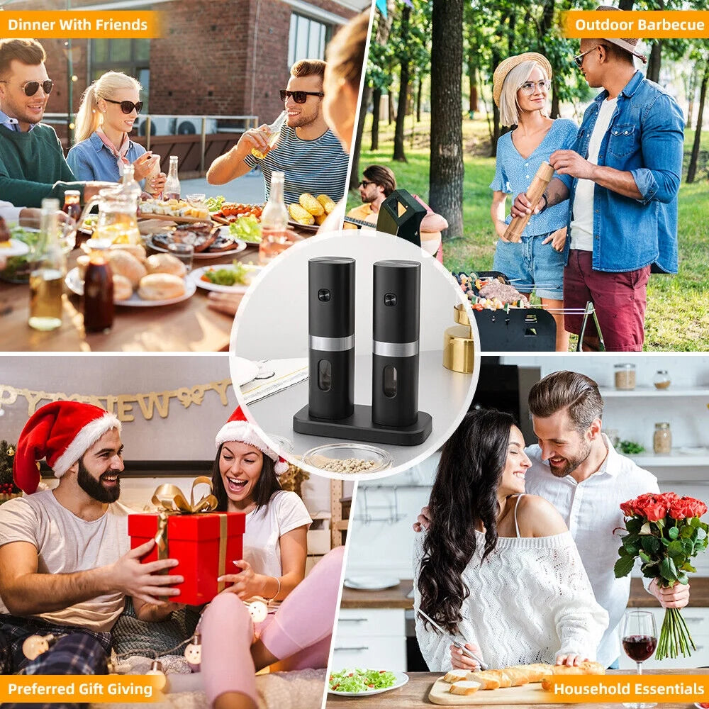 Electric Black Salt & Pepper Grinder USB Mill X482720