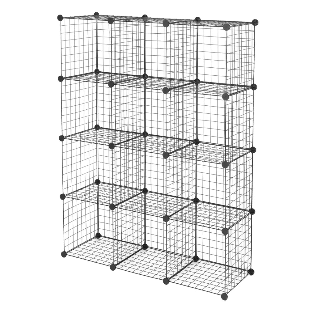 12-Cubes Metal Grid Storage Shelves Organizer N97690