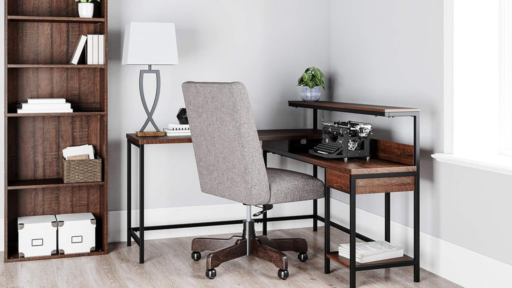 Warm Brown L-Shaped Home Office Desk F68253