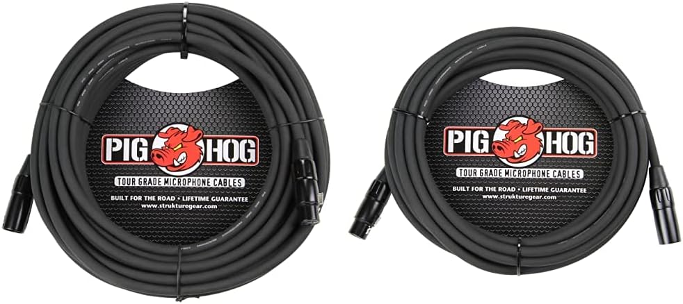 Black 8mm XLR Microphone Cable, 50 Feet, Pack of 2 K57415