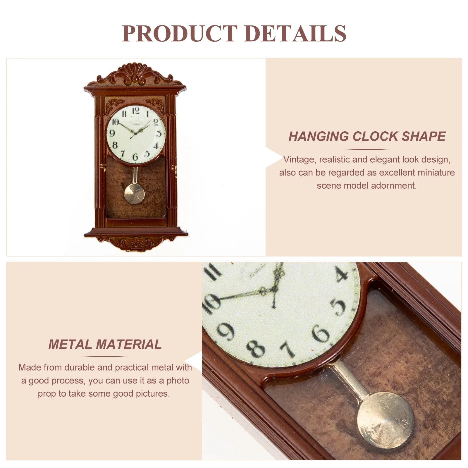 Metal Dollhouse Hanging Clock Toy Doll Furniture D4711