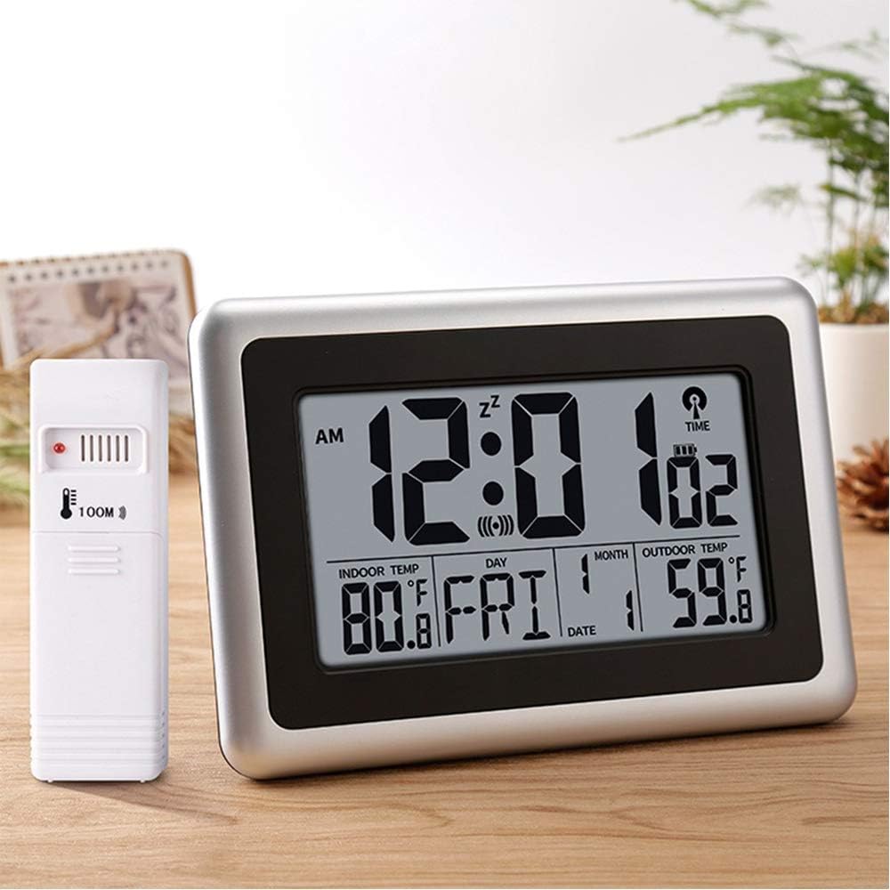 Wall Desk Clock with Indoor Outdoor Temperature Date Calendar F972957