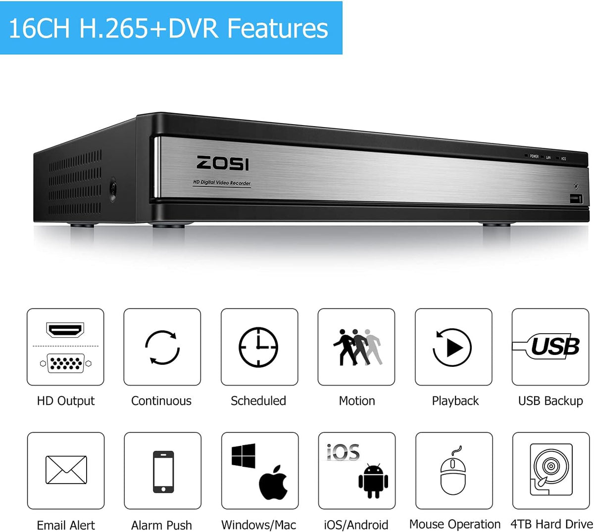 16 Channel 4TB DVR Security Camera System E38428