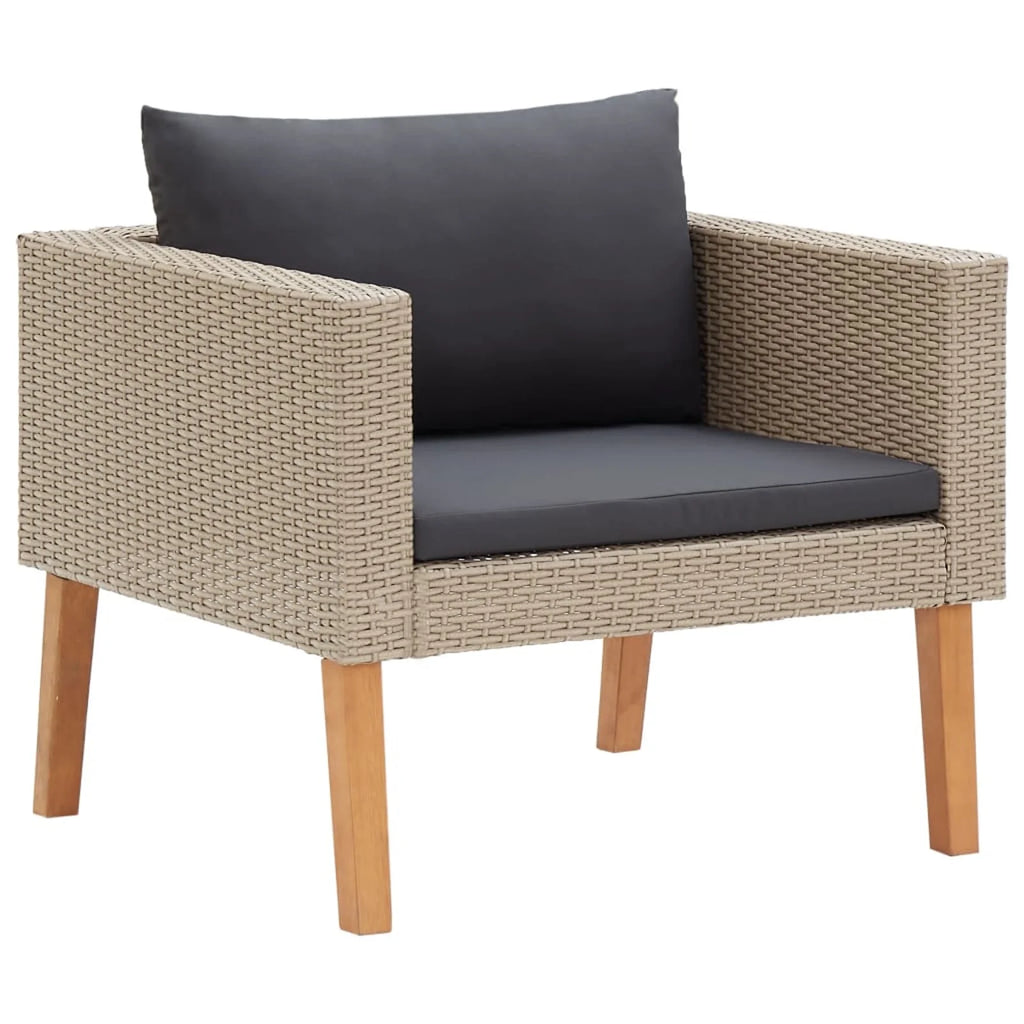 3 Piece Poly Rattan Outdoor Sectional Sofa Set with Cushions J557931