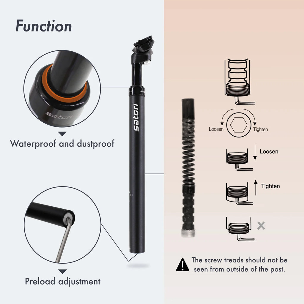 Suspension Seatpost Shock Absorber for MTB 27.2/28.6/30.0/30.4/30.9/31.6mm 355MM Bike Seat Post Setback Y232