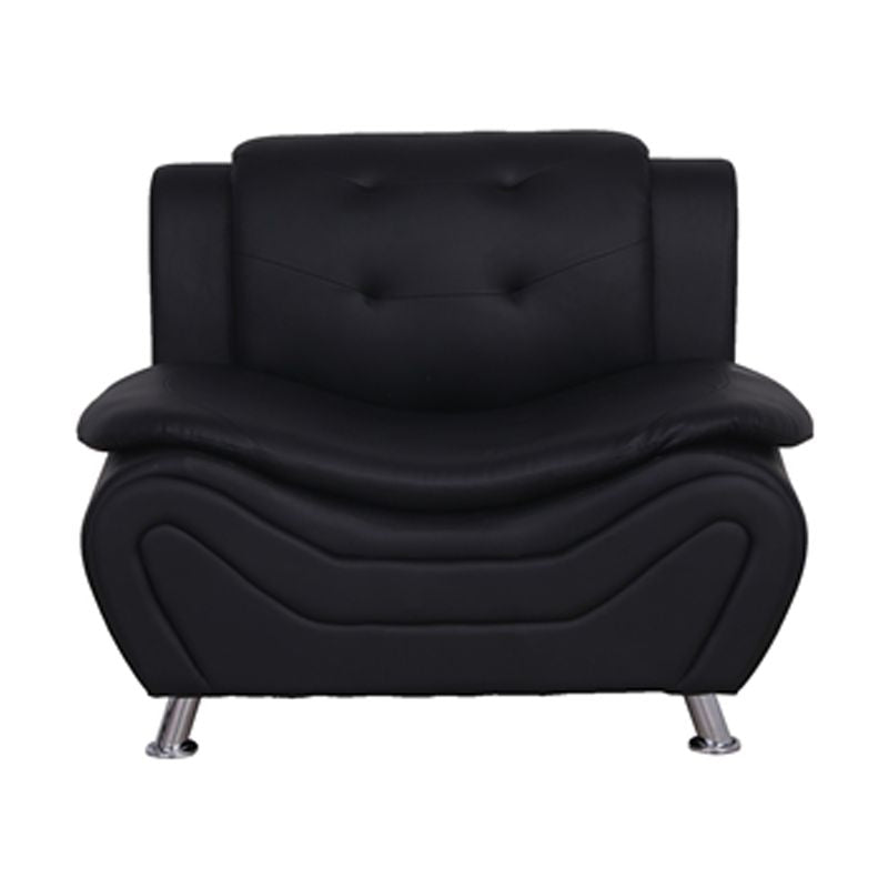 Black Faux Leather Loveseat and Club Chair 2-Piece Set I8748
